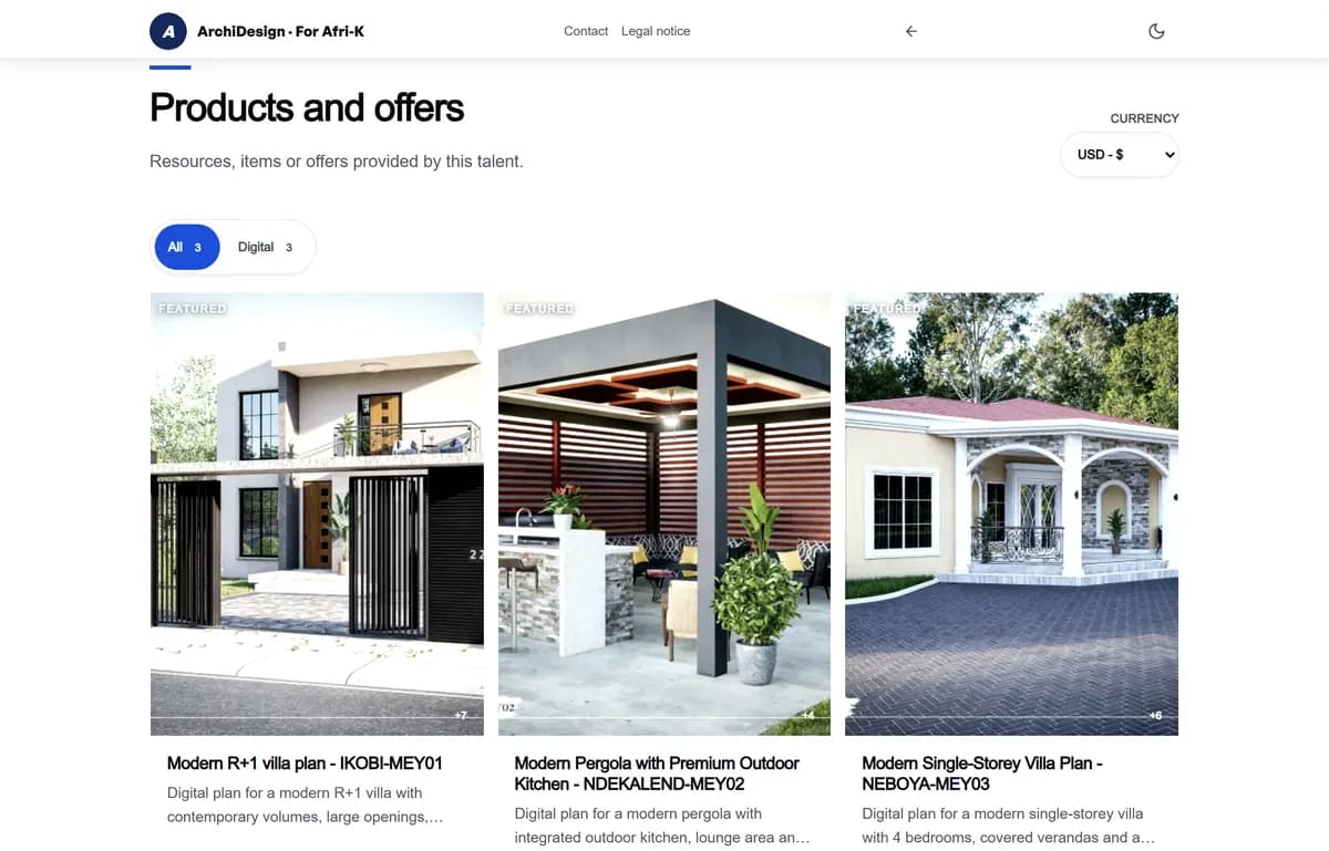 Product catalog of a real Meyandy store