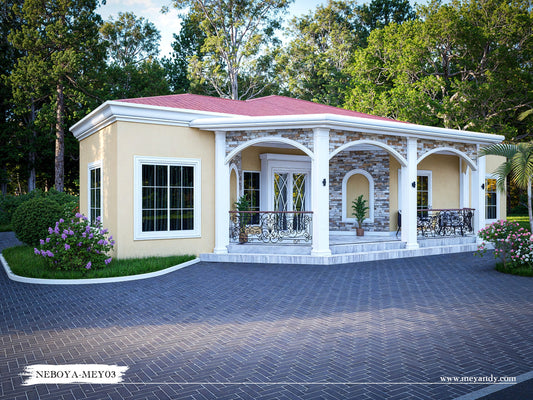 Modern Villa House Plan ,3 Bedrooms- NEBOYA-MEY03