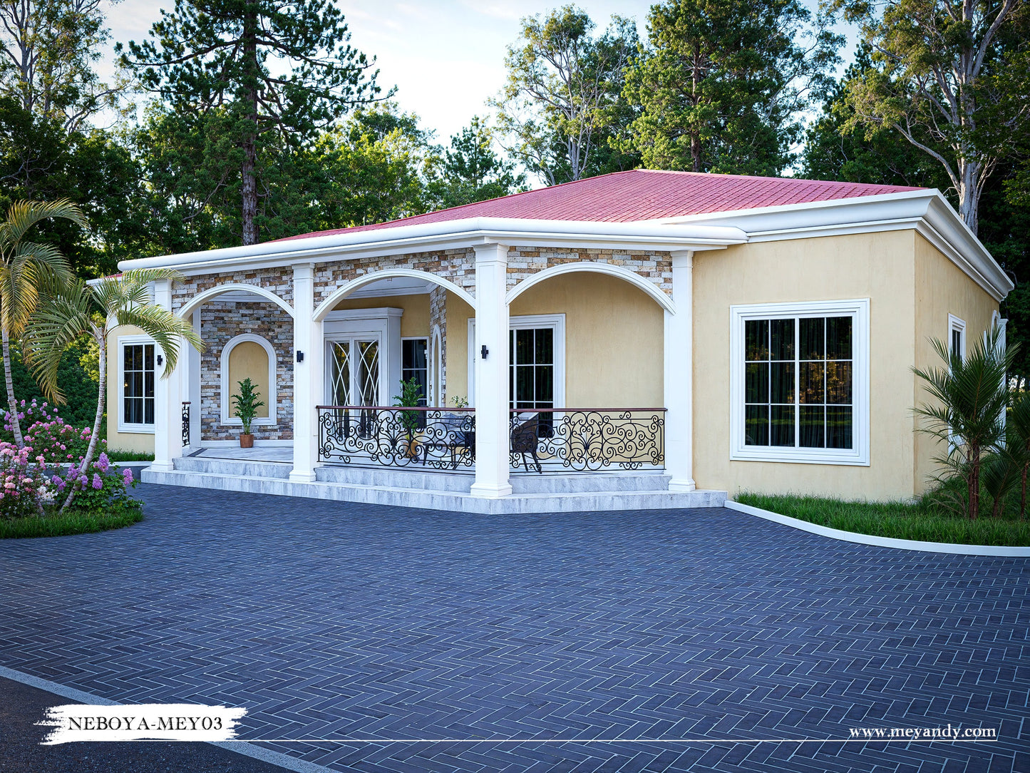 Modern Villa House Plan ,3 Bedrooms- NEBOYA-MEY03