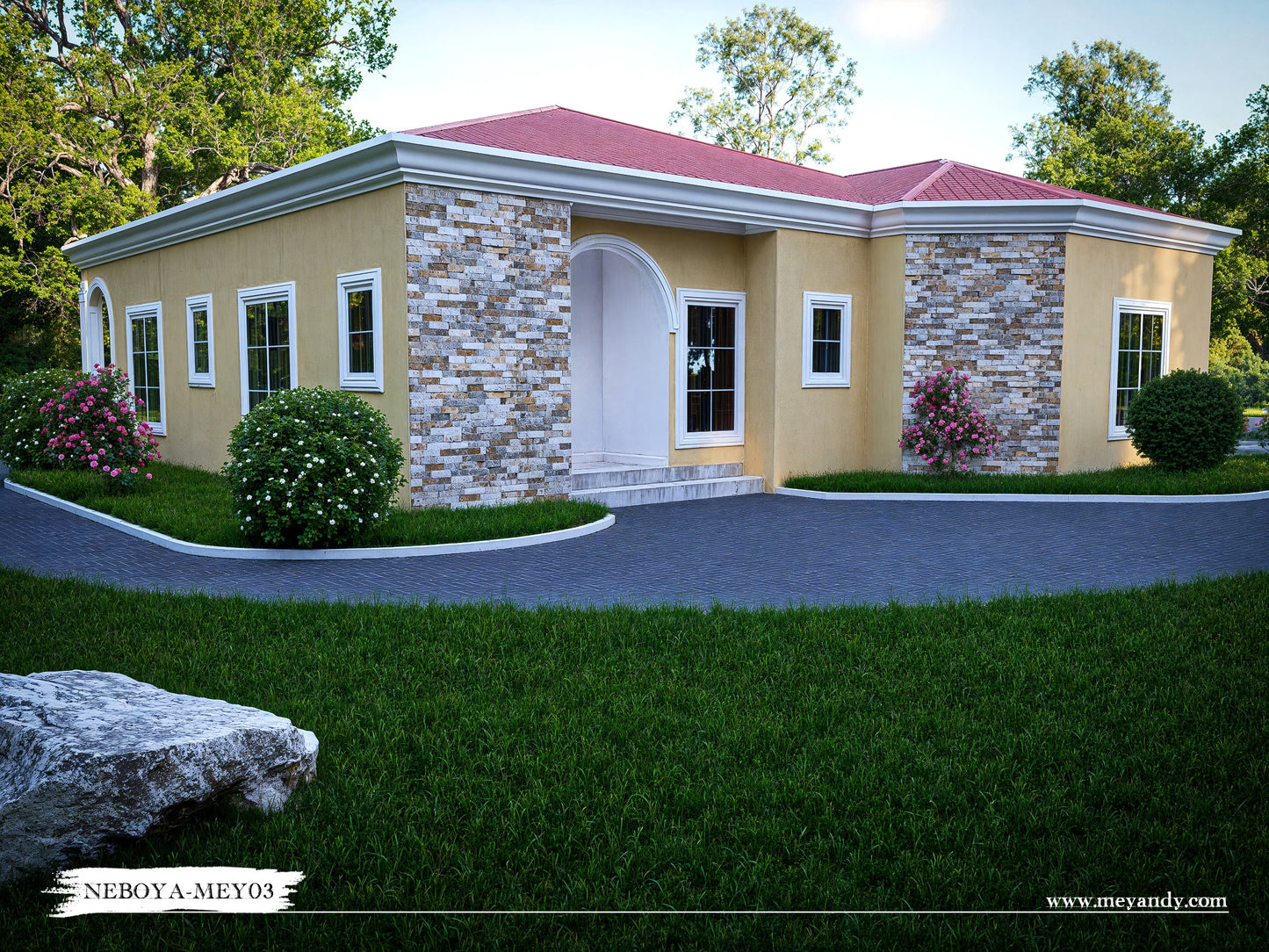 Modern Villa House Plan ,3 Bedrooms- NEBOYA-MEY03