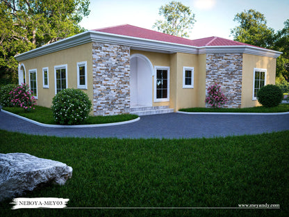 Modern Villa House Plan ,3 Bedrooms- NEBOYA-MEY03