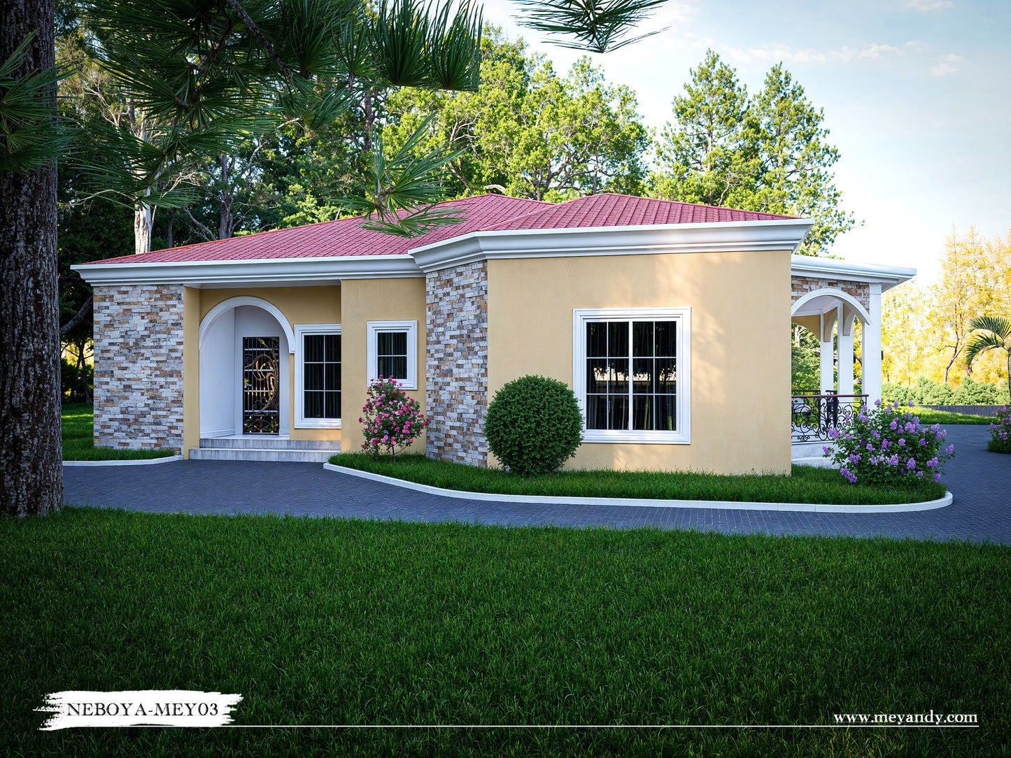 Modern Villa House Plan ,3 Bedrooms- NEBOYA-MEY03