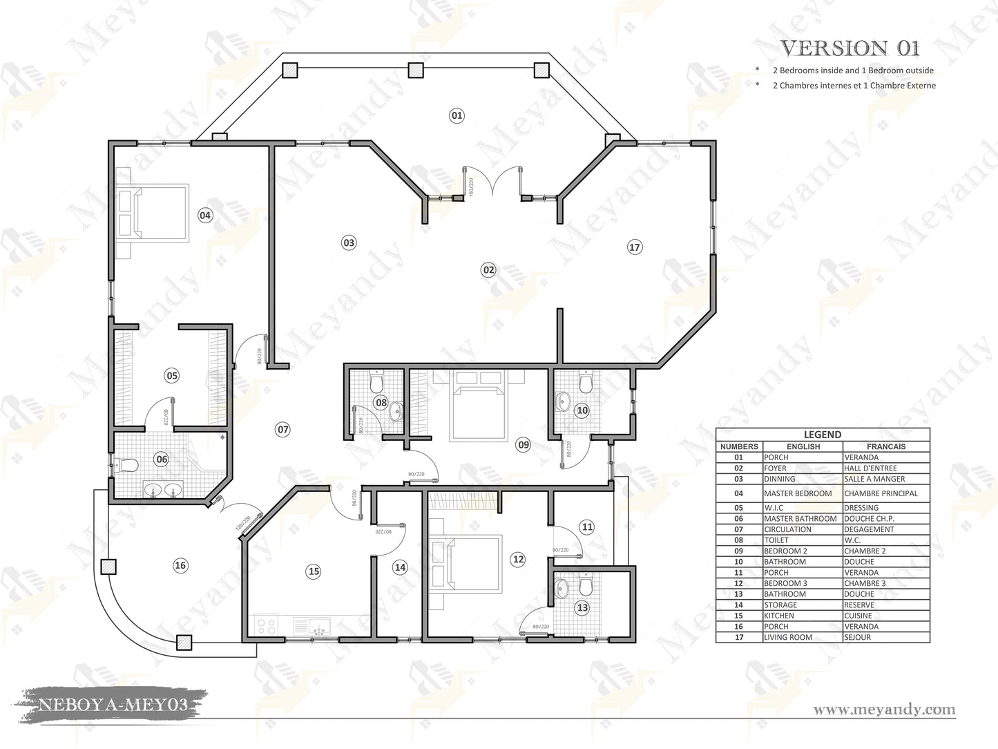 Modern Villa House Plan ,3 Bedrooms- NEBOYA-MEY03