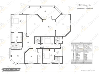 Modern Villa House Plan ,3 Bedrooms- NEBOYA-MEY03