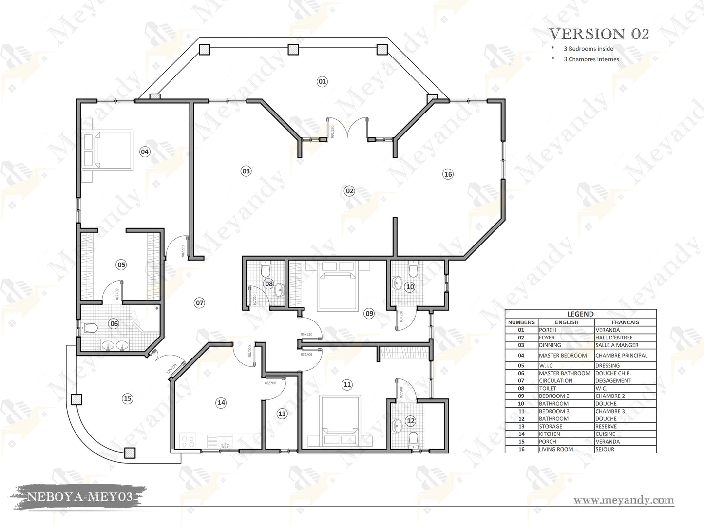 Modern Villa House Plan ,3 Bedrooms- NEBOYA-MEY03